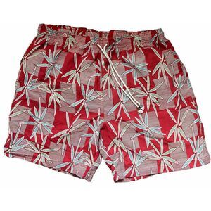 J. MCLAUGHLIN Mens Swim Trunks Red Lined Swimsuit  Size L